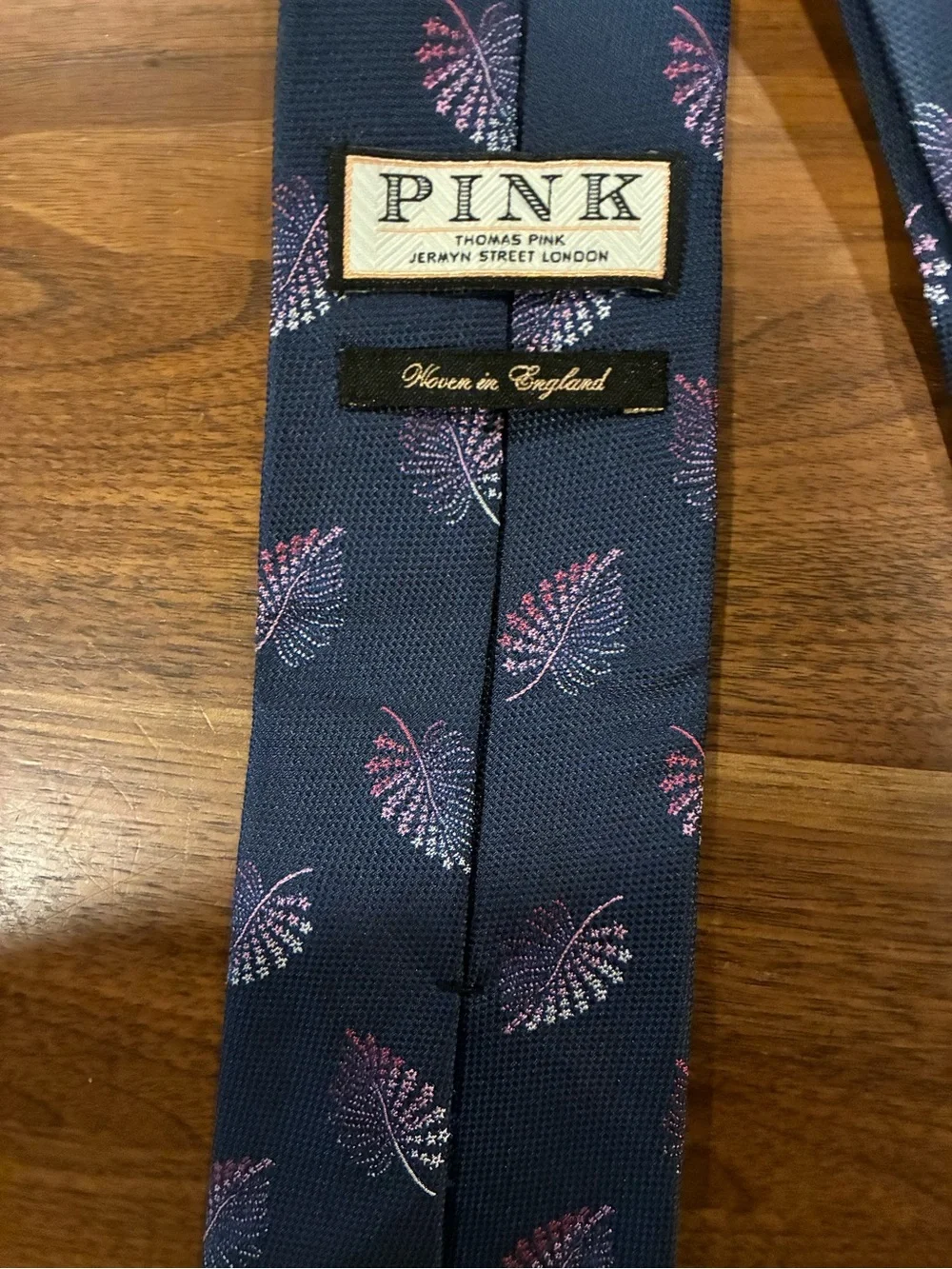 Thomas Pink Leaf Tie with Navy and Hues of Pink